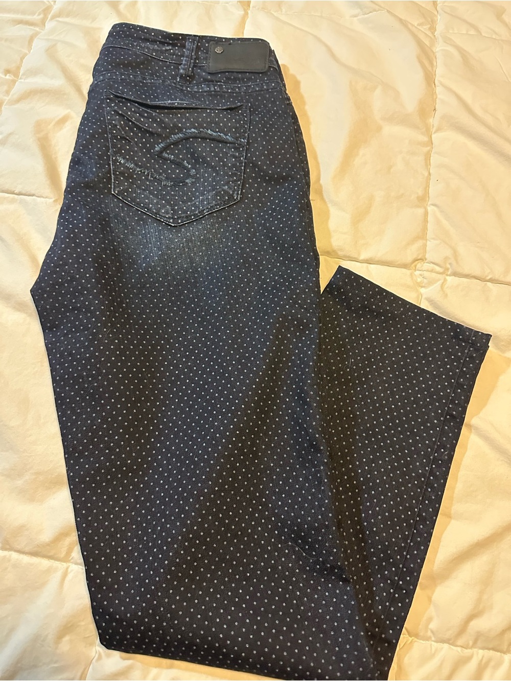 Silver Dark Blue Light Polka Dot Jeans